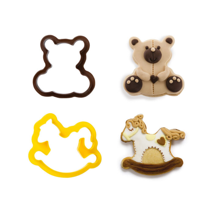 decora baby cookie cutters teddy bear and rocking horse cutters