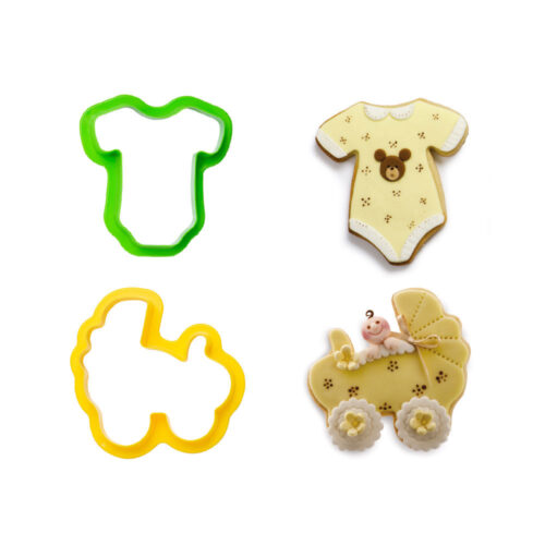 decora baby cookie cutters babygrow and pram