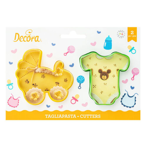 decora baby cookie cutters babygrow and pram