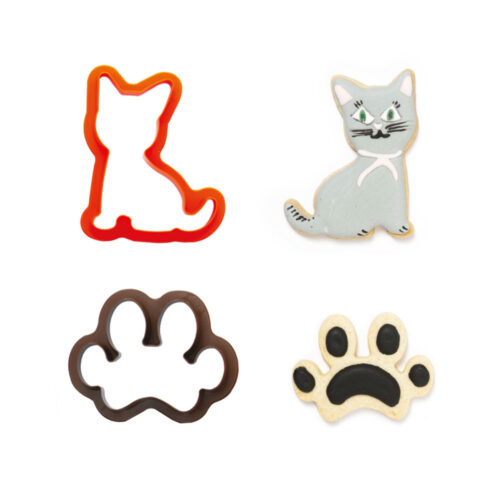 decora cat cookie cutters and paw print