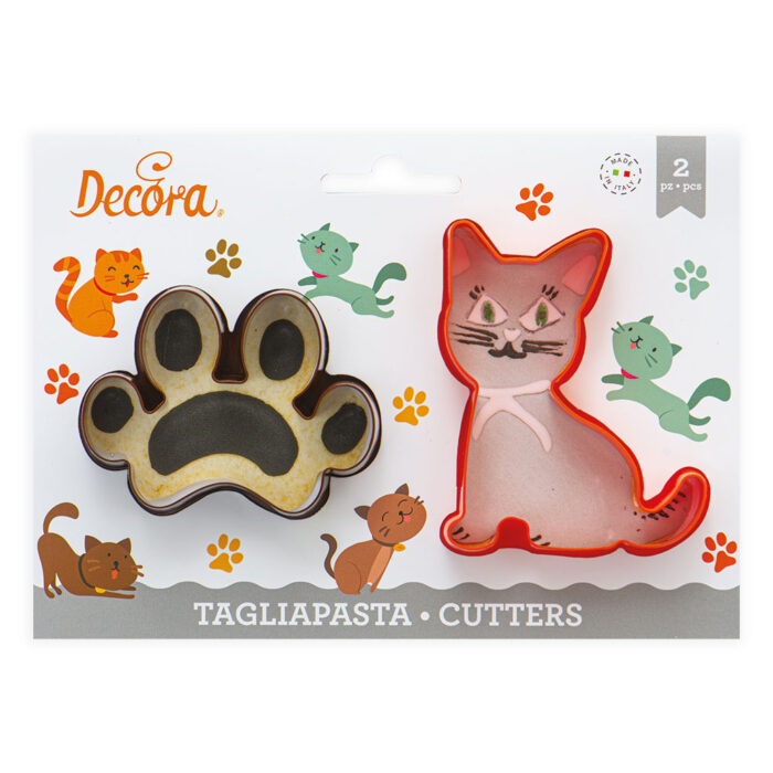 decora cat cookie cutters and paw print