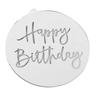 Happy Birthday Cake Topper Silver